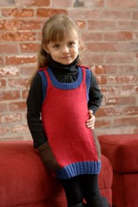 Plymouth Yarn Baby & Children Patterns - 2554 Girl's Colorblock Dress Pattern