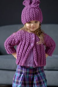 Plymouth Yarn Baby & Children Patterns - 2620 Chain Rib Girl's Cardi And Hat Pattern