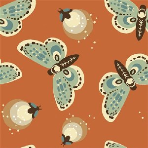 Birch Fabrics Fort Firefly Fabric - Fireflies - Coral