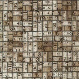Tim Holtz Eclectic Elements Fabric - Measurement - Taupe