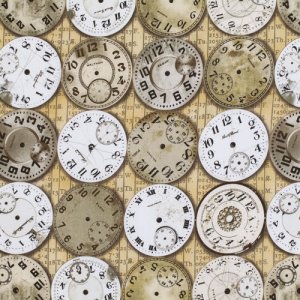 Tim Holtz Eclectic Elements Fabric - Time Piece - Neutral