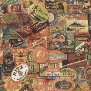 Tim Holtz Eclectic Elements Fabric - Travel - Neutral