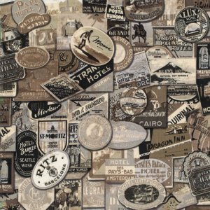 Tim Holtz Eclectic Elements Fabric - Travel - Taupe