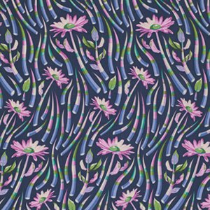 Tula Pink Acacia Fabric - Quills - Blueberry