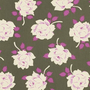 Heather Bailey Lottie Da Fabric - Vintage Rose - Charcoal