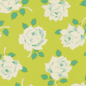 Heather Bailey Lottie Da Fabric - Vintage Rose - Lime