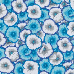 Philip Jacobs Picotte Poppies Fabric - Blue