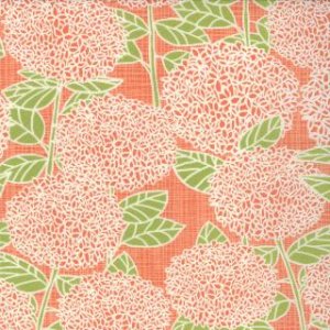 Kate & Birdie Bluebird Park Fabric - Hydrangea - Tangerine (13101 16)