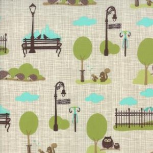 Kate & Birdie Bluebird Park Fabric - City Park Scenic - Stone (13102 13)