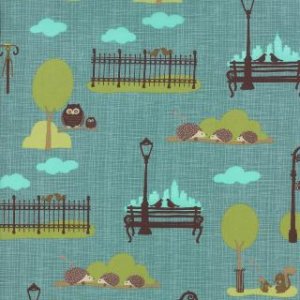 Kate & Birdie Bluebird Park Fabric - City Park Scenic - Teal (13102 14)