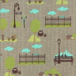 Kate & Birdie Bluebird Park Fabric - City Park Scenic - Lamp Post (13102 16)