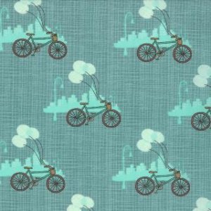 Kate & Birdie Bluebird Park Fabric - Bicycle - Teal (13103 14)