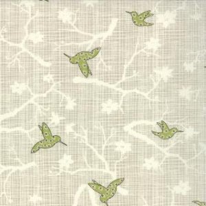 Kate & Birdie Bluebird Park Fabric - Hummingbird - Stone (13104 17)