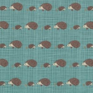 Kate & Birdie Bluebird Park Fabric - Hedgehogs - Teal (13107 16)