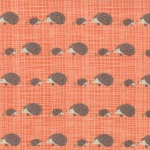 Kate & Birdie Bluebird Park Fabric - Hedgehogs - Tangerine (13107 17)