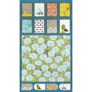 Kate & Birdie Bluebird Park Panel Fabric - Teal (13100 13)