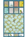 Kate & Birdie Bluebird Park Panel - Teal (13100 13) Fabric photo