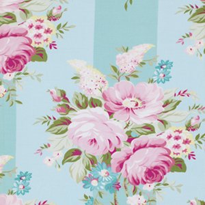 Tanya Whelan Sunshine Roses Fabric - Picnic Bouquet - Blue
