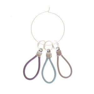Anna Bee Jewelry Leather Loop Stitch Markers - Seafoam, Grey, Purple