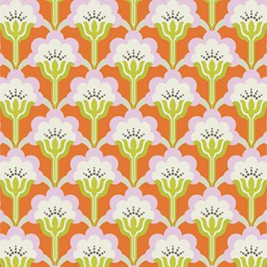 Heather Bailey True Colors Fabric - Pop Blossom - Persimmon