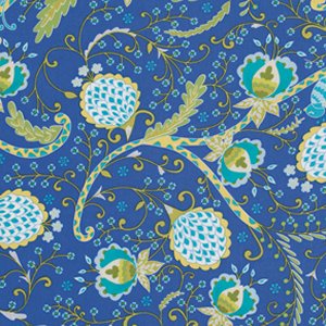 Dena Designs Little Azalea Fabric - Bird of Paradise - Dark Blue