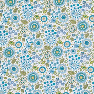 Dena Designs Little Azalea Fabric - Petunia - Aqua