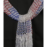 Swallow Hill Creations April Beaded Scarf - Red, White, and Blue