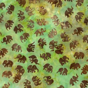 Michael Miller Fabrics Batiks Fabric - Little Elephants - Sage