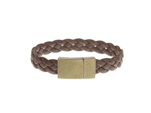 Swan + Saxon Single Leather Bracelet - Braided Brown