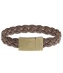 Swan + Saxon Single Leather Bracelet - Braided Brown Accessories photo