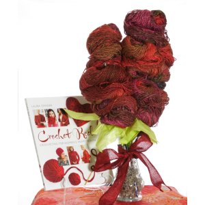 Jimmy Beans Wool Koigu Yarn Bouquets - Crochet Red Noro Bouquet - Without Book