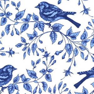 Michael Miller Fabrics Blue & White Fabric - Birds on the Vine
