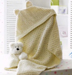 James C. Brett Baby & Children Patterns - JB174 - Hooded Blanket Pattern