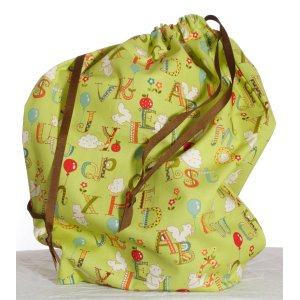 Jimmy Beans Wool Handmade Project Bag - Ps & Qs - ABC Critters - Green