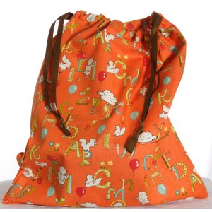 Jimmy Beans Wool Handmade Project Bag - Ps & Qs - ABC Critters - Orange