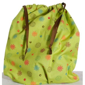 Jimmy Beans Wool Handmade Project Bag - Ps & Qs - Dots & Daisies - Green