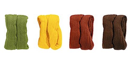 Clover Natural Wool Roving Yarn - Assortment - Moss Green, Gold, Rust & Brown
