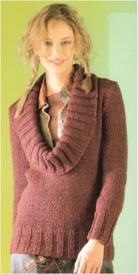 Lang Yarns Pearl Cowl Neck Long Pullover Kit - Women's Pullovers