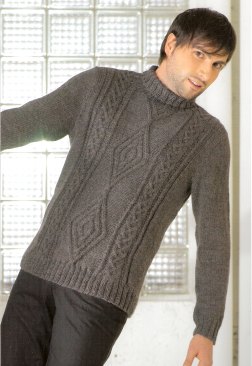 Lang Yarns Soft Shetland Turtleneck Cabled Pullover Kit - Mens Sweaters