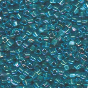 Miyuki Triangle Beads Size 5/0 - 100g Bag - 1821 Sparkling Aqua Lined Sky Blue