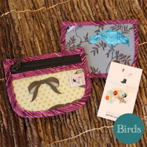 Chicken Boots Stitch Marker Pouch - Birds and Bows