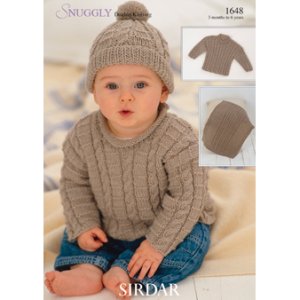 Sirdar Snuggly Patterns - Baby and Children Patterns - 1648 Sweaters, Blanket, and Hat - PDF DOWNLOAD