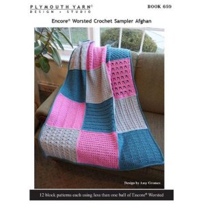 Plymouth Yarn Books - 659 Encore Worsted Crochet Sampler Afghan