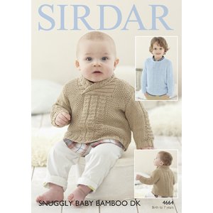 Sirdar Snuggly Baby and Children Patterns - 4664 Wrap or Round Neck Sweater - PDF DOWNLOAD Pattern