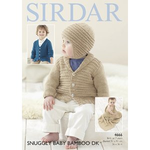 Sirdar Snuggly Baby and Children Patterns - 4666 Cardigan, Hat, and Blanket Pattern