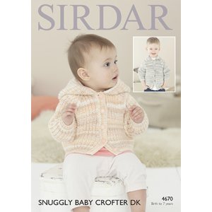 Sirdar Snuggly Baby and Children Patterns - 4670 Hooded or Collared Jacket Pattern