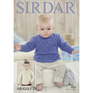 Sirdar Snuggly Baby and Children Patterns - 4705 Cabled Baby and Child Sweater Pattern