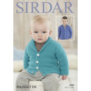Sirdar Snuggly Baby and Children Patterns - 4707 Shawl Collared Cardigan Pattern