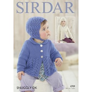 Sirdar Snuggly Baby and Children Patterns - 4709 Lacy Cardigan and Hat Pattern