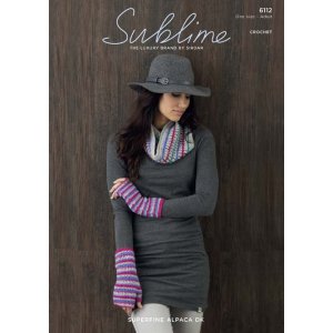 Sublime Superfine Alpaca DK Patterns - 6112 Crocheted Snood and Wristwarmers Pattern